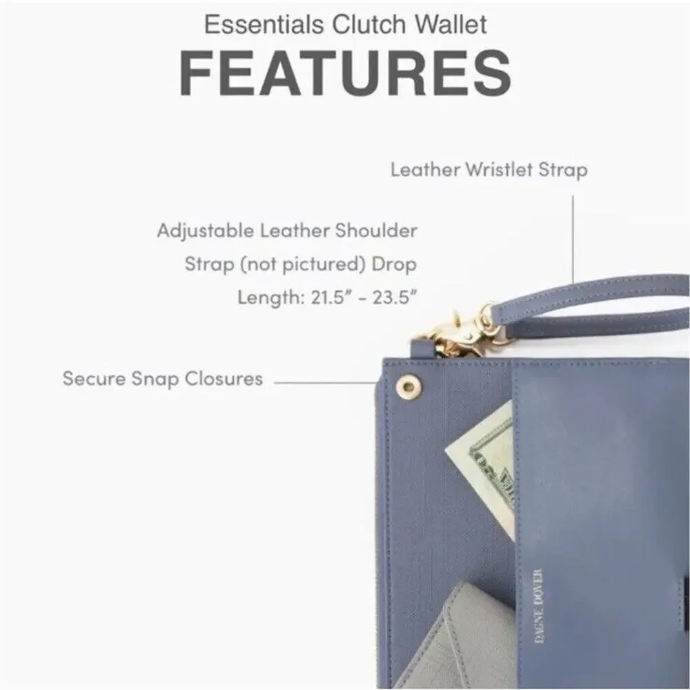 Dagne Dover Double Zip Crossbody in Dusty Blue with Gold Hardware